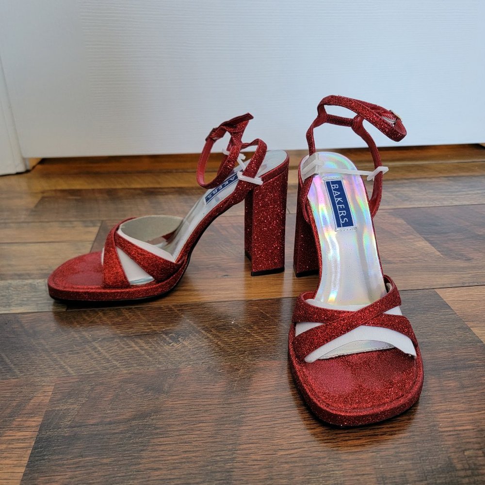 Bakers Sparkly Red 4.5 inch Dress Heels size 7.5